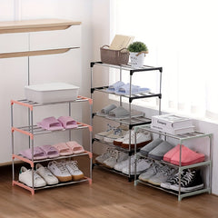 3-Layer Pink Shoe Rack Easy Assembly Storage Shelf