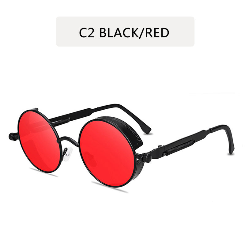 Steampunk Tinted Sunglasses Spring Temple Metal Glasses UV400