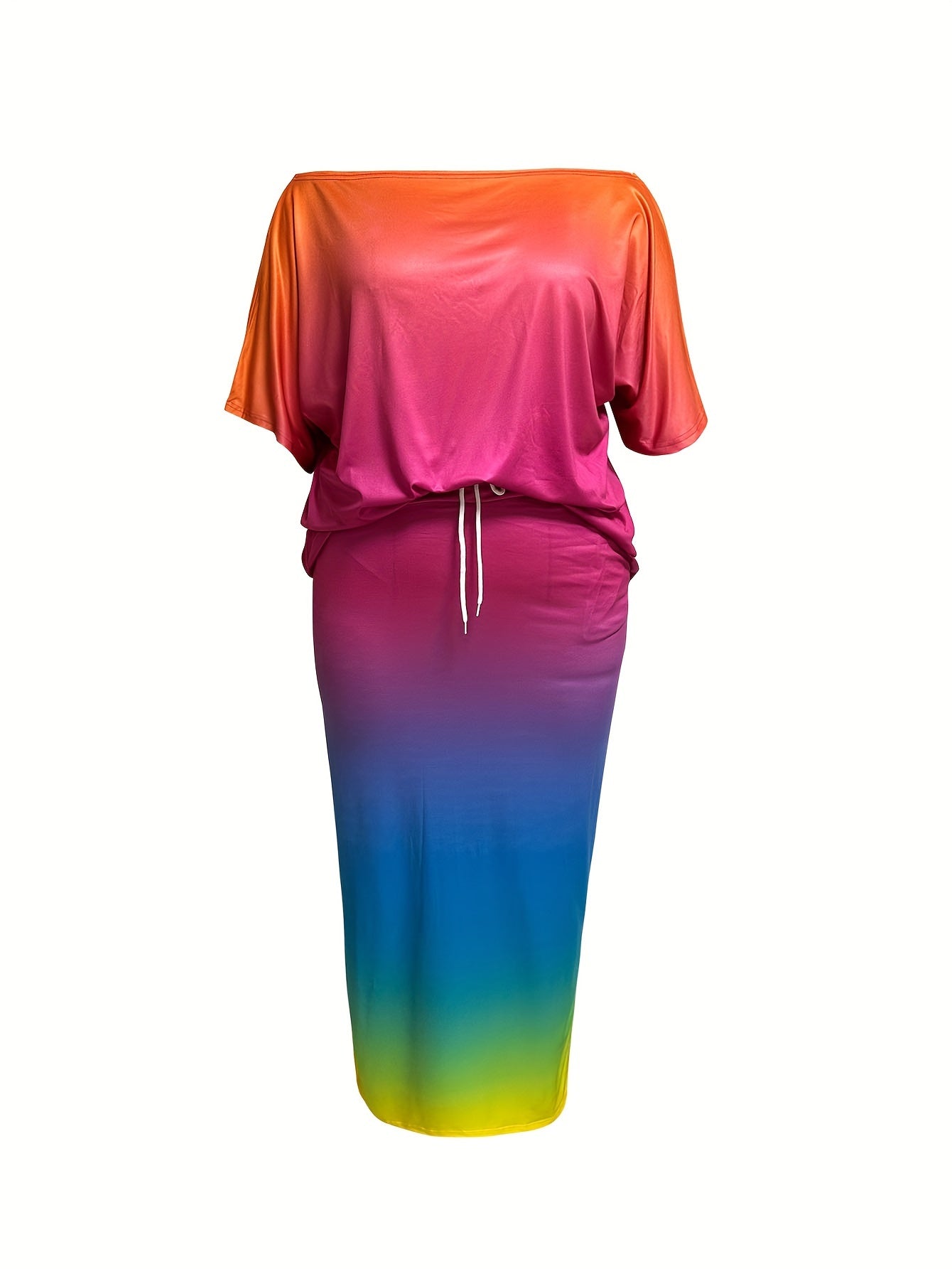 Women's Plus Ombre Print Tee & Split Skirt Set