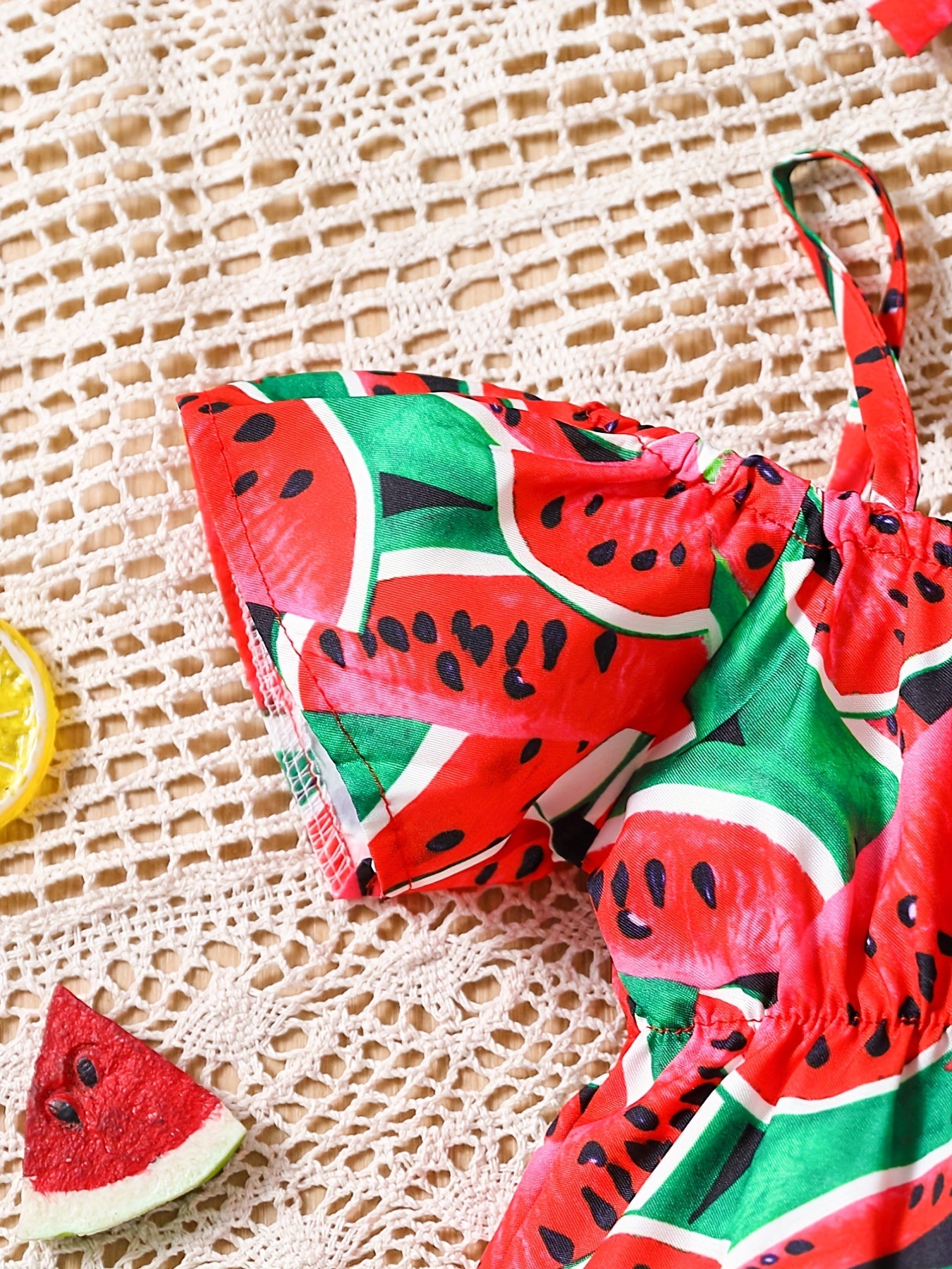 2pcs Baby Girls Watermelon Print Onesie & Headband Set