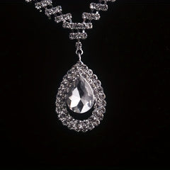 Bridal Jewelry Wedding Accessories Set Rhinestone Crown Crystal Necklace Earring