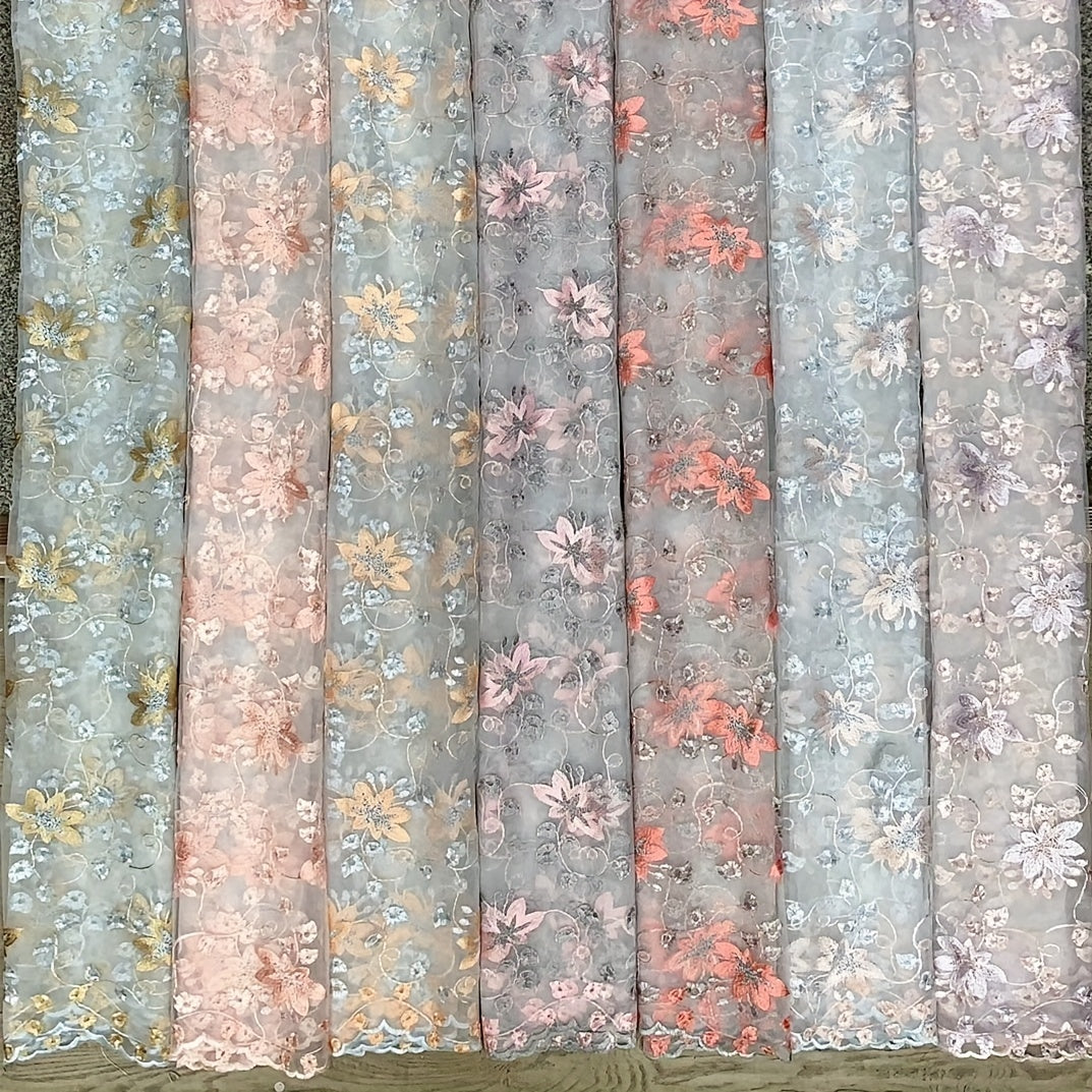 Maple Leaf Flower Embroidered Dress Lace Fabric