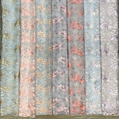Maple Leaf Flower Embroidered Dress Lace Fabric