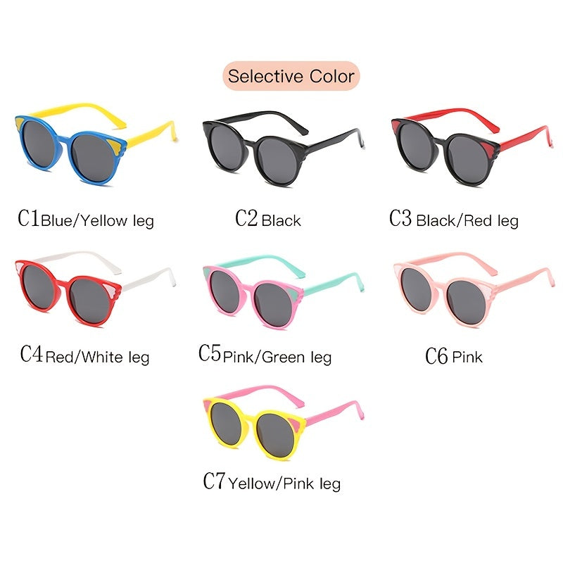 Kids Round Kitten Sunglasses TR90 Baby Girls UV400