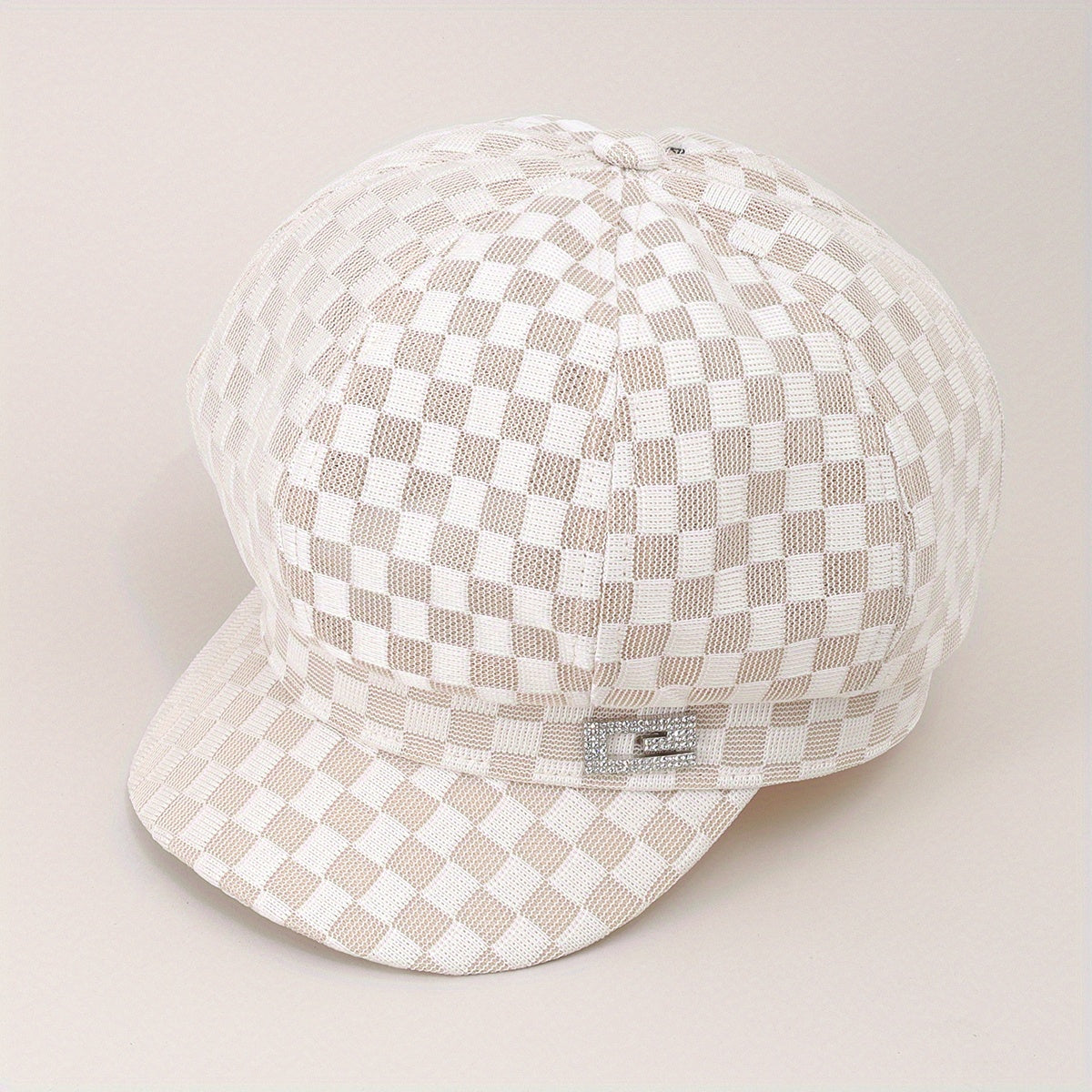 Plaid Beret Mesh Breathable Painter's Cap British Style Women Newsboy Hat