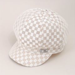 Plaid Beret Mesh Breathable Painter's Cap British Style Women Newsboy Hat