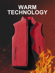 Men's Warm Stand Collar Vest Full Zip Windproof Thermal Vest