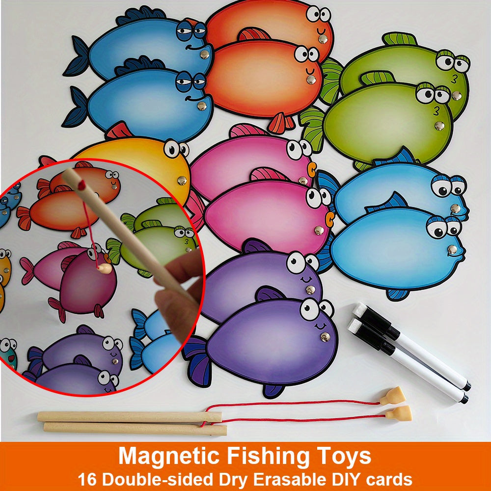 Magnetic Fishing Game Dry Erasable Fish Cards - DIY Sight Words Dolch T