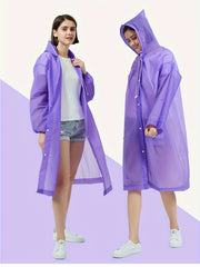 Thick PVC Waterproof Rain Pancho Hooded Raincoat