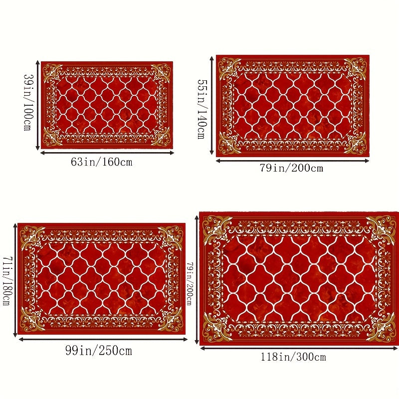 Modern Geometric Faux Cashmere Area Rug Vintage Red Soft Fluffy Living Room