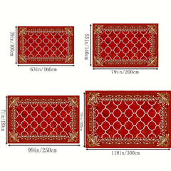 Modern Geometric Faux Cashmere Area Rug Vintage Red Soft Fluffy Living Room