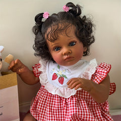 24 Inch Soft Vinyl Reborn Baby Doll Adorable Toddler Girl with Curved Hair