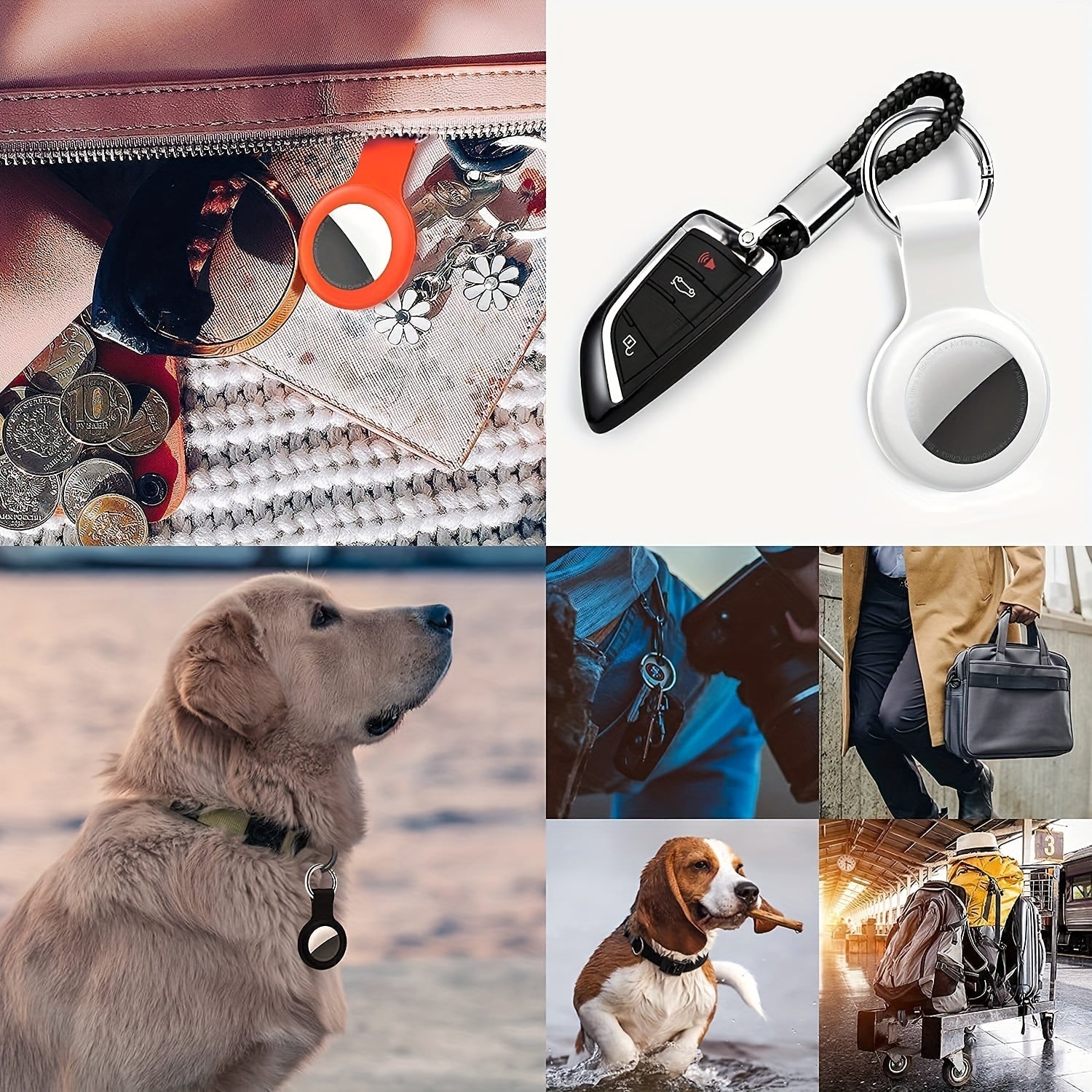4 Pack Silicone AirTag Case Keychain Holder for GPS Item Finders