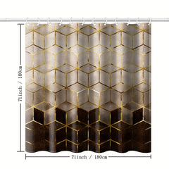 Brown Gradient Shower Curtain Honeycomb Plaid Print With Hooks