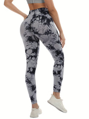 3pcs Tie Dye High Waist Butt Lifting Yoga Leggings Women's Activewear