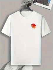 Mapel Leaf Print Men's Comfy T-shirt for Summer