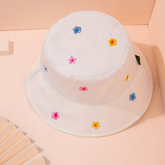 Y2K Flower Embroidery Bucket Hat for Women