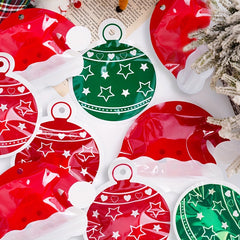 10pcs Christmas Double Santa Hat Holiday Party Self Adhesive Bag