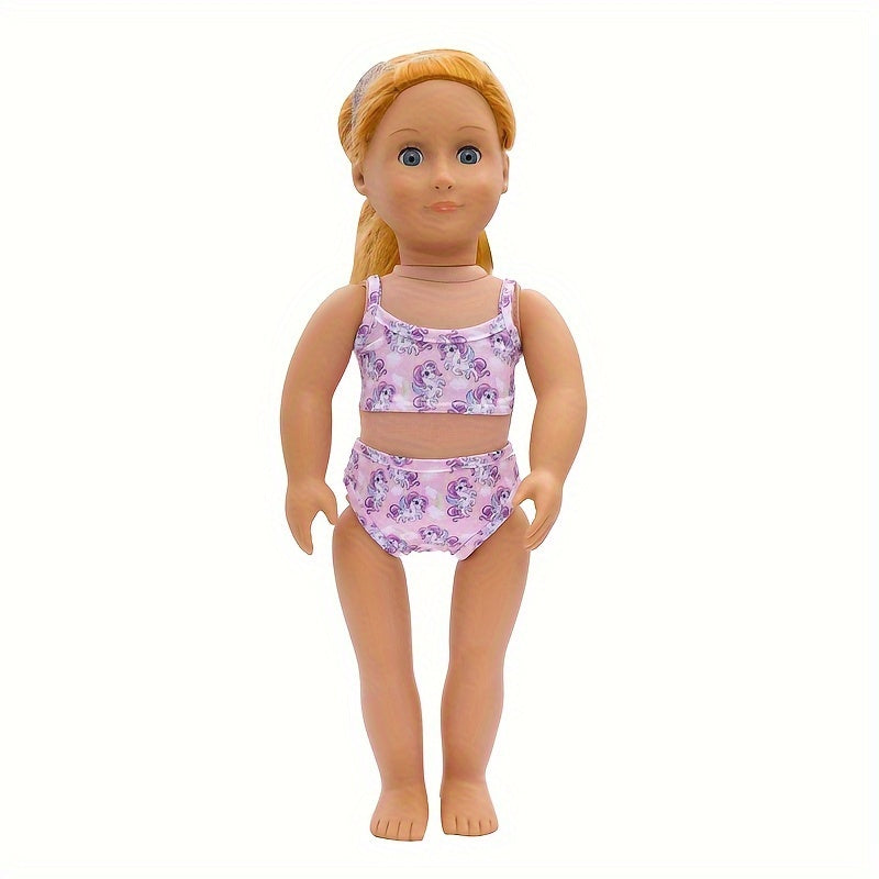 Unicorn Swimsuit for 18" Dolls Pink Purple Soft Fabric