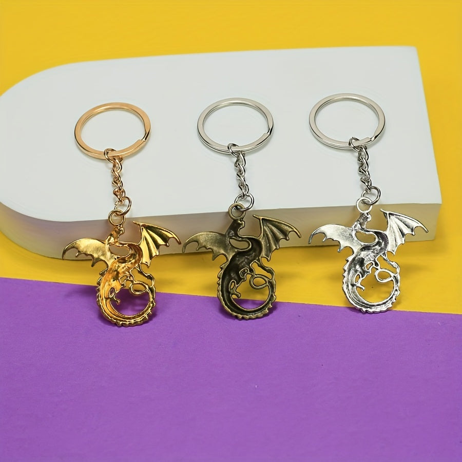 Vintage Metal Dragon Key Ring Bag Key Pendant Gift