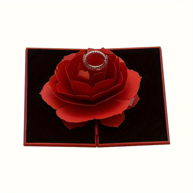Romantic Rose Rotating Ring Box Proposal Jewelry Packaging Merry Christmas