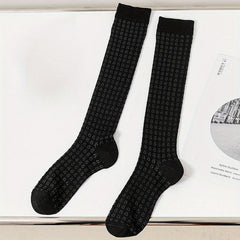 Bunny Jacquard Calf Socks Lolita Hollow Out Mesh Knee High Socks
