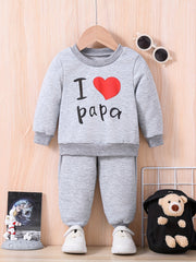 Kids Heart Graphic 2pcs Outfit Sweatshirt Set