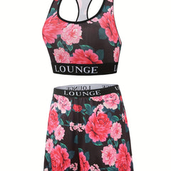 Floral Print Tank Top & Shorts Underwear Set