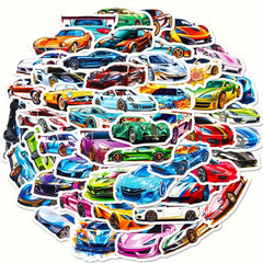 50pcs Cartoon Sports & Supercar Vinyl Stickers Waterproof