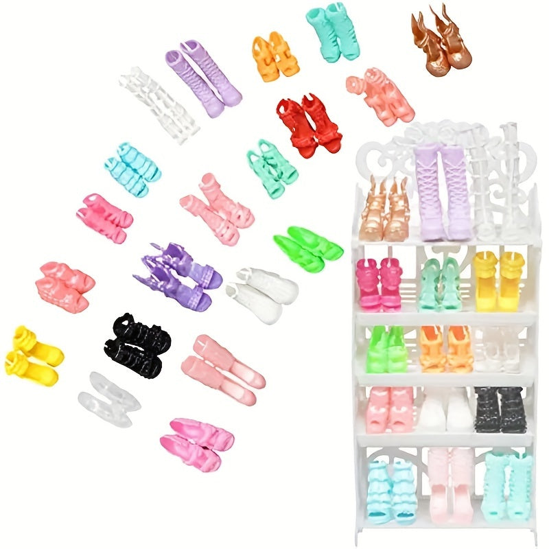 11.5 Inch Doll Shoe Collection - 10 Pairs of High Heel Boots, Sandals, and More