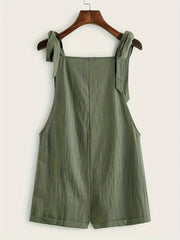 Solid Knot Strap Jumpsuit with Pockets