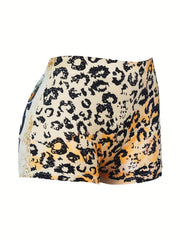 Letter & Graphic Print Skinny Shorts Women's Casual Shorts