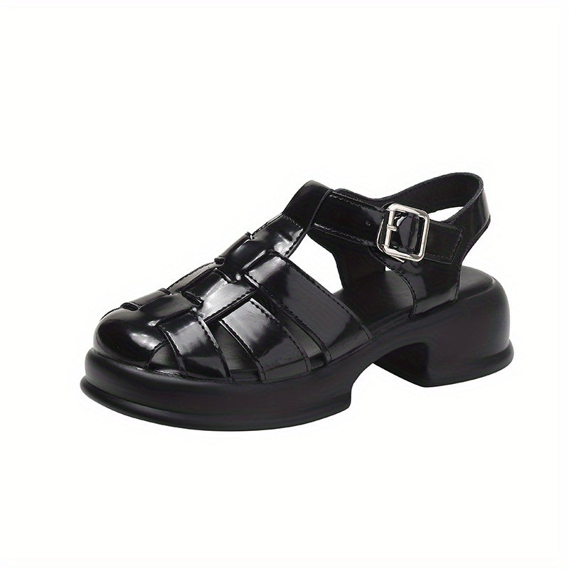Women's Cut Out Chunky Sandals Buckle Strap Platform Sandals