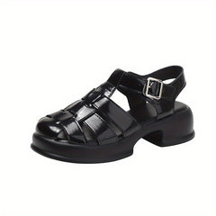 Women's Cut Out Chunky Sandals Buckle Strap Platform Sandals