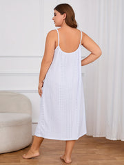 Nightdress Women's Plus Solid Embroidered Cami Sleep Dress