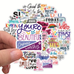 52pcs Motivational Quote Stickers Vinyl Waterproof Positive Words Decals