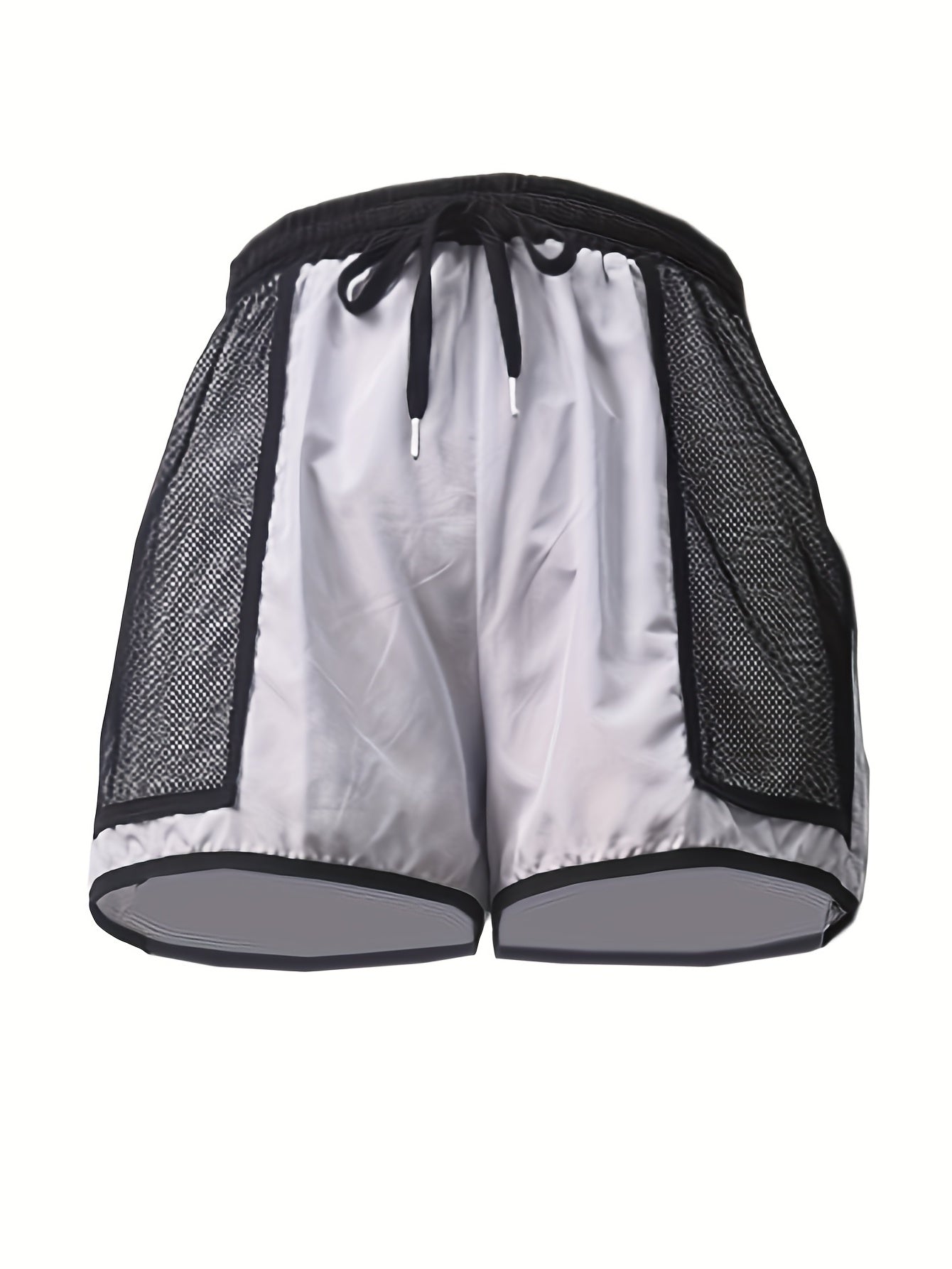 Colorblock Eyelet Drawstring Fitness Shorts