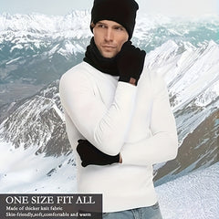 3 Pc Winter Warm Velvet Thickened Set Hat Scarf Gloves Solid Touch Screen