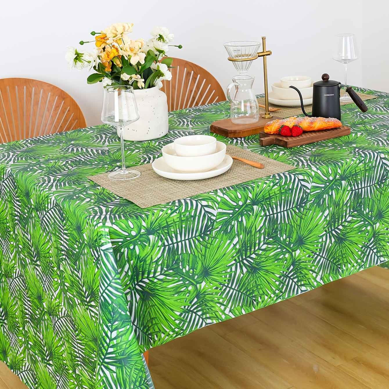 Natural Plant Kitchen Tablecloth Green 107x53 Table Cloth