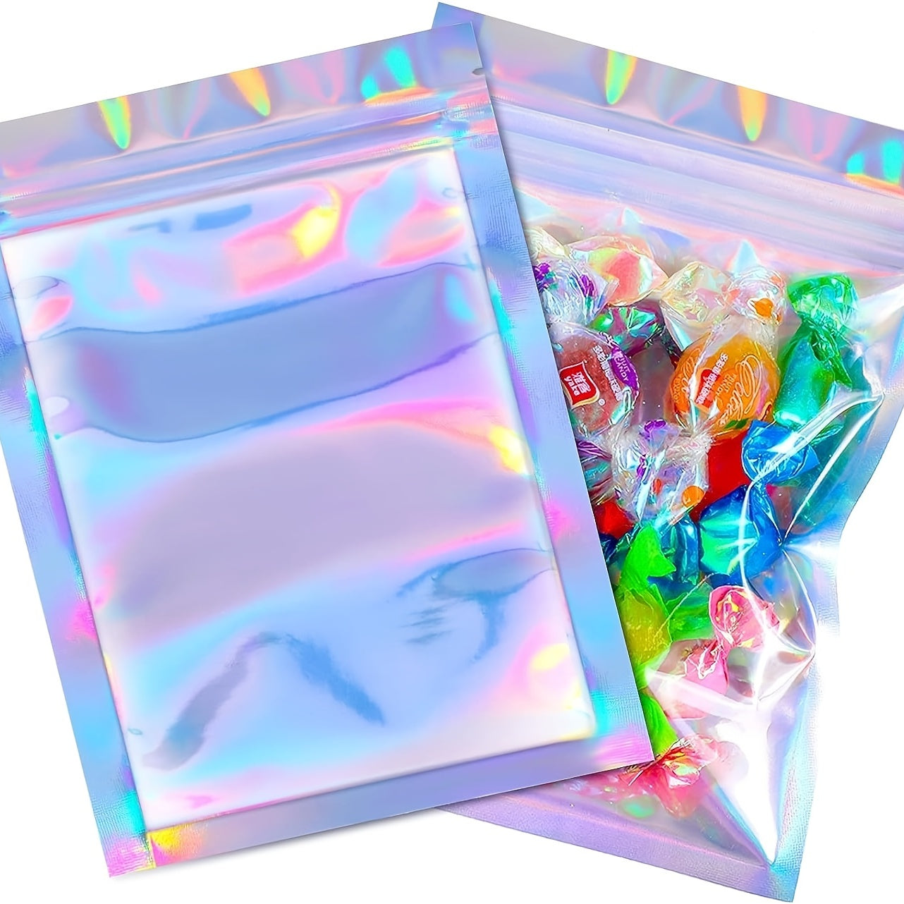 100pcs Holographic Packaging Bags for Food Storage