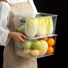 4pcs Set PET Refrigerator Storage Boxes Stackable Transparent Fresh Keeping Box