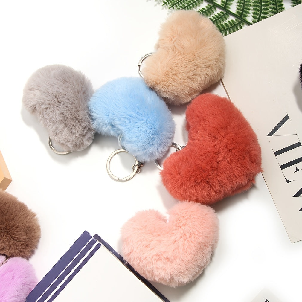 Fluffy Love Heart Keychain Faux Fur Handbag Pendant