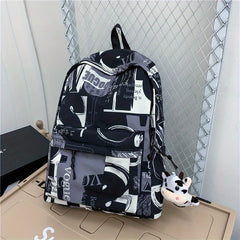 Letters Graffiti Pattern Backpack Schoolbag Large Capacity Rucksack