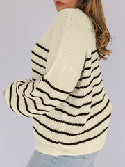 Stripe Print Long Sleeve Casual Sweater