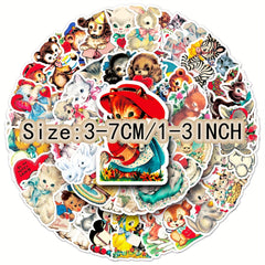 66pcs Retro Cartoon Animal Series Graffiti Stickers DIY Pack