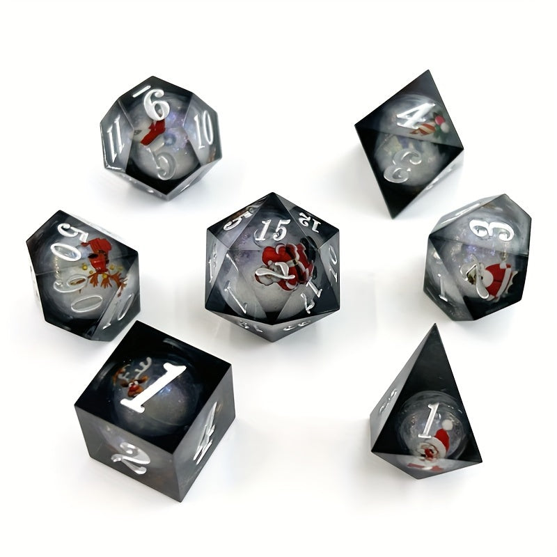 7pcs Resin Santa Running Dice Set For Board Game Polyhedron Dices