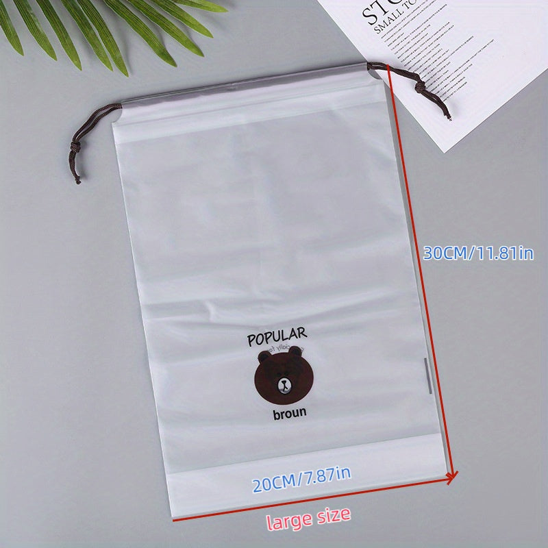 50pcs Bear PE Drawstring Bags for Towels & Shoes Storage