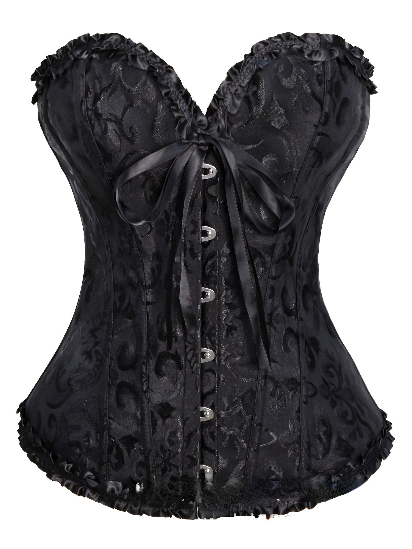 Jacquard Lace Up Bustiers Ruffle Strapless Corsets