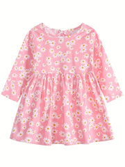 Girl's Sunflower Lemon Princess Dress Long Sleeve Baby Print Dress