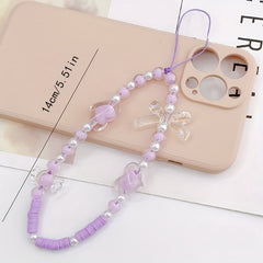 Strawberry Beaded Phone Chain Key Ring Lanyard Strap